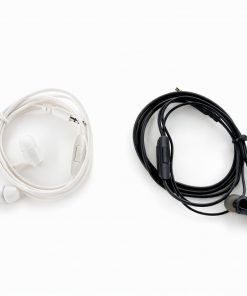 (NEW426) GR 16 BLACK/ WHITE WITH CLIP RUBBER WIRE WITH MIC (IMPORT)