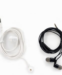 (NEW426) GR 17 BLACK/WHITE RUBBER WIRE WITHOUT CLIP WITH MIC (IMPORT)